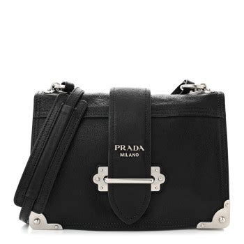 prada glace calf soft cahier shoulder bag in black